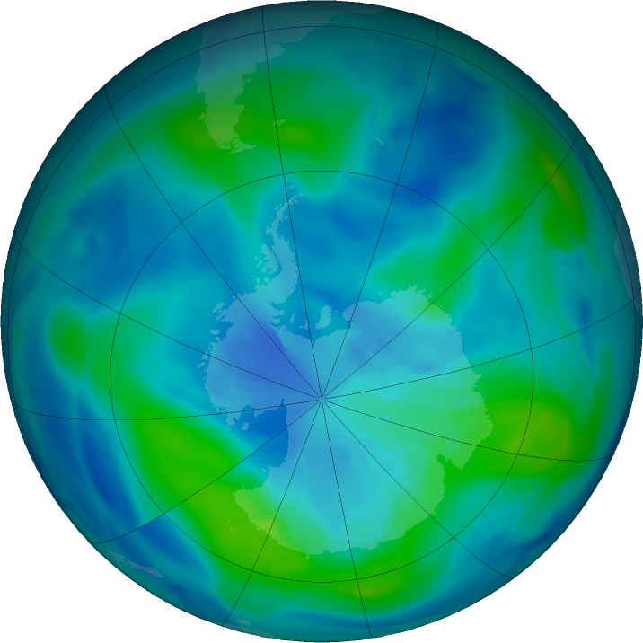 Antarctic ozone map for 28 March 2022